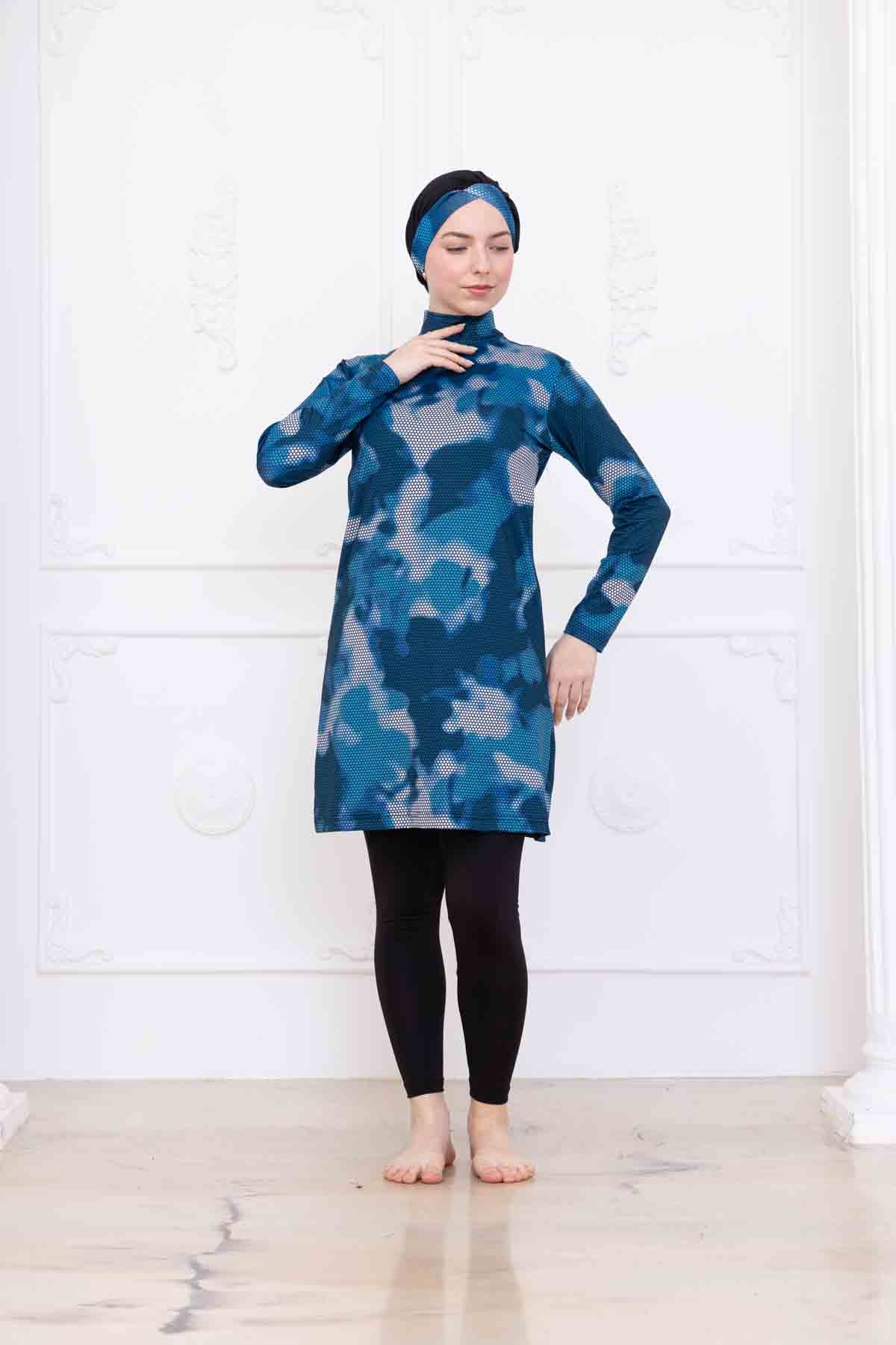 Mistral Blue Vücuda Yapışmayan Tesettür Mayo