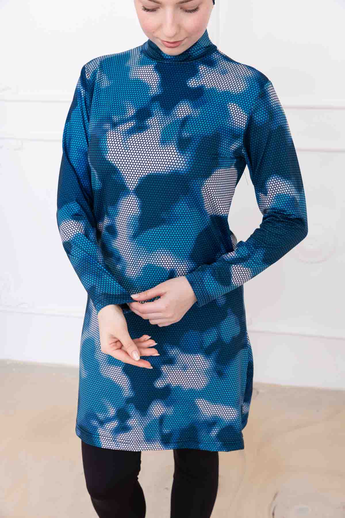 Mistral Blue Vücuda Yapışmayan Tesettür Mayo